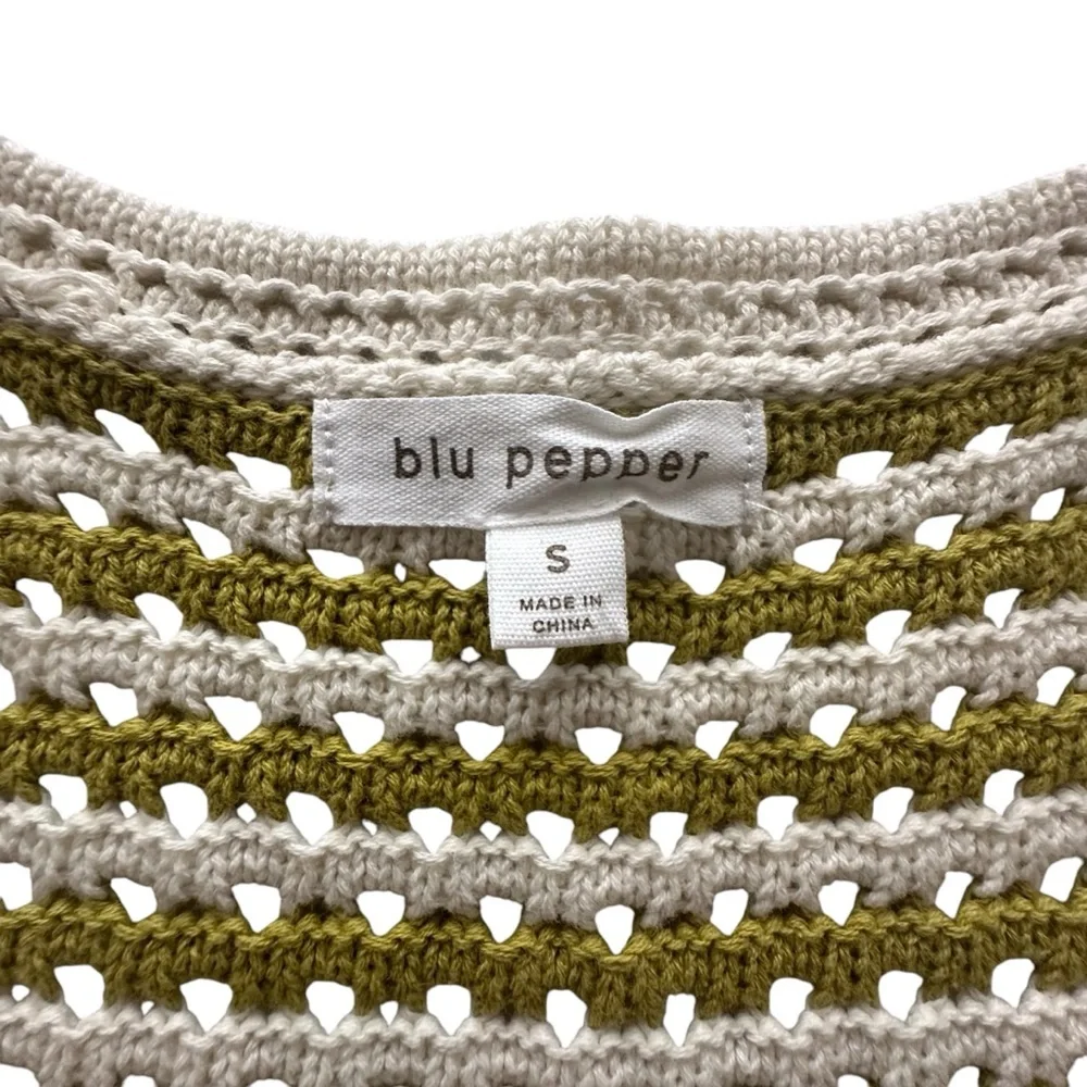 Striped Crochet Knit Tank Top in Kiwi by Blu Pepper Woman’s Small - Picture 5 of 11